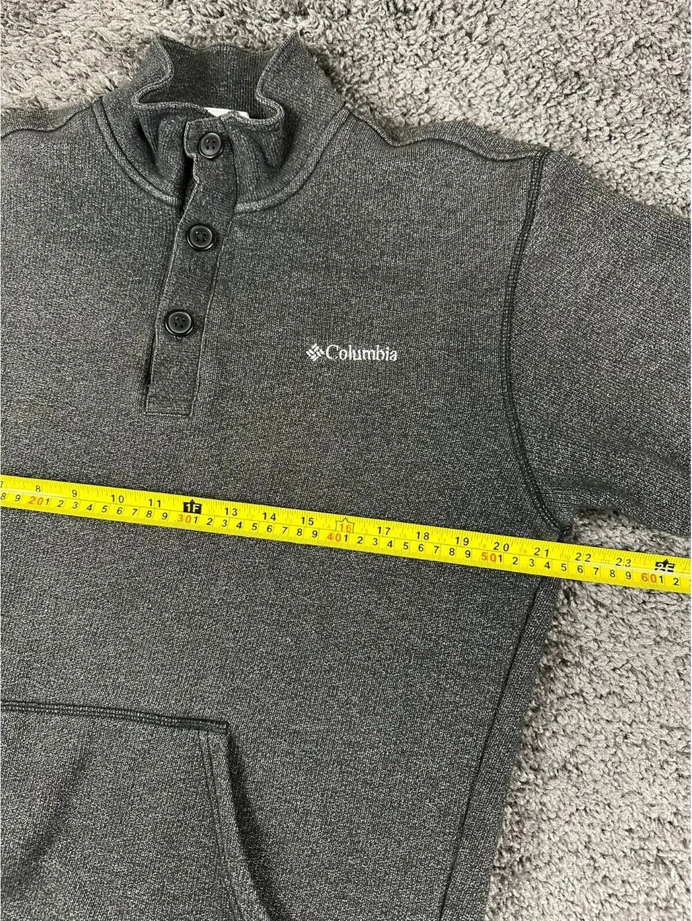 Columbia Great Barlow Basin Pullover Mens M Grey Button Neck Fleece Sweater